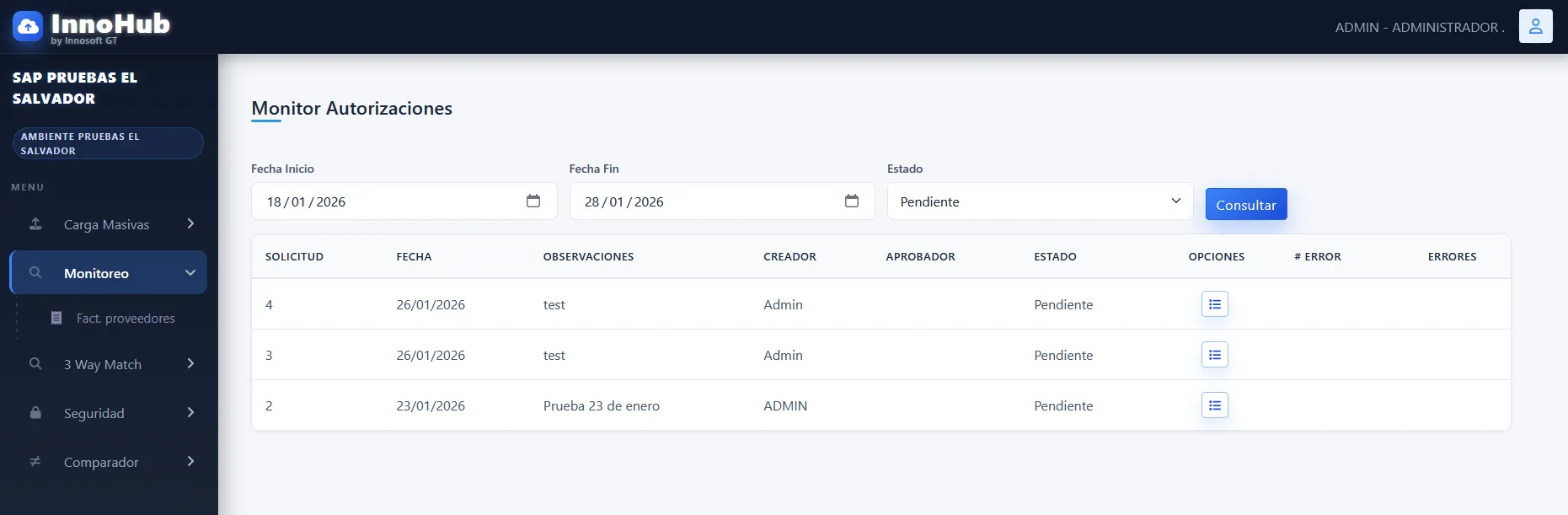 Pantalla de Monitor en InnoHub